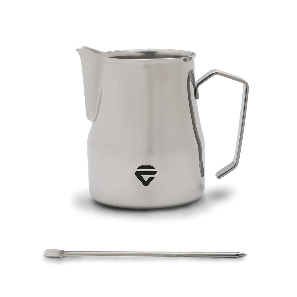 LELIT Milk Jug with Latte Art Pen – brushed stainless steel pitcher with precision spout and included art pen for clean, controlled latte art pouring.